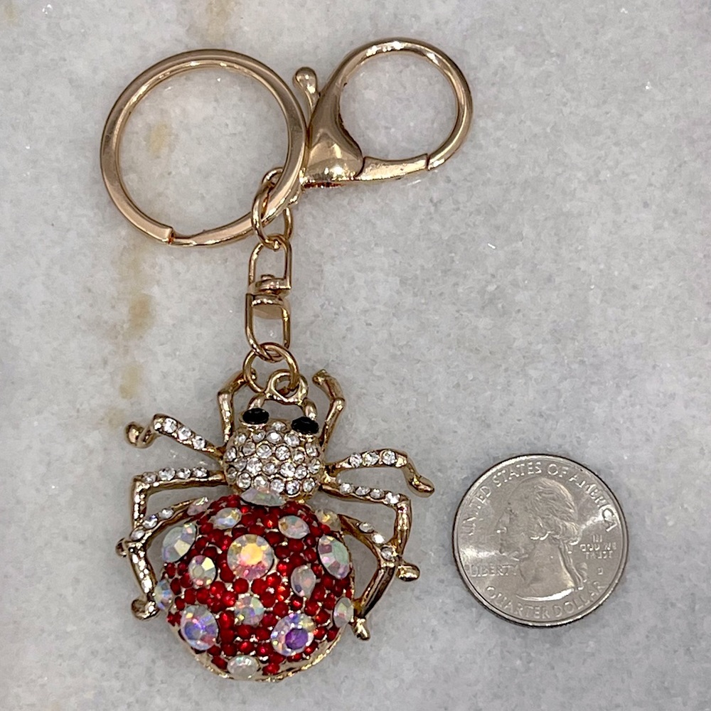 Austrian Crystal Blinged Lady Bug Keychain Bag Charm - Picture 7 of 7
